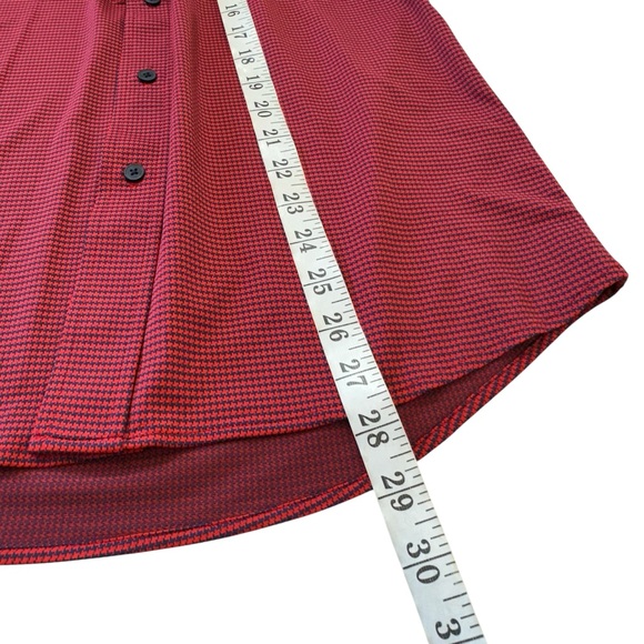 Rhone Mens Commuter Red Blue Houndstooth Pattern Performance Stretch Shirt, M - Picture 7 of 10